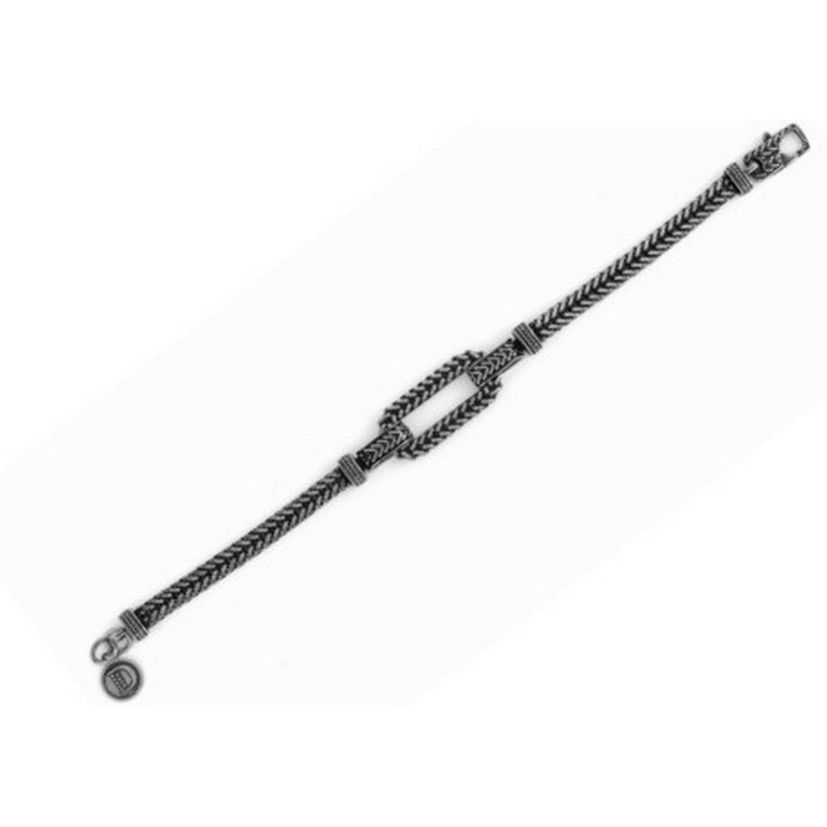 Bracciale essenza rettangolo realizzato in argento 925 brunito dal brand dueaerre 1938